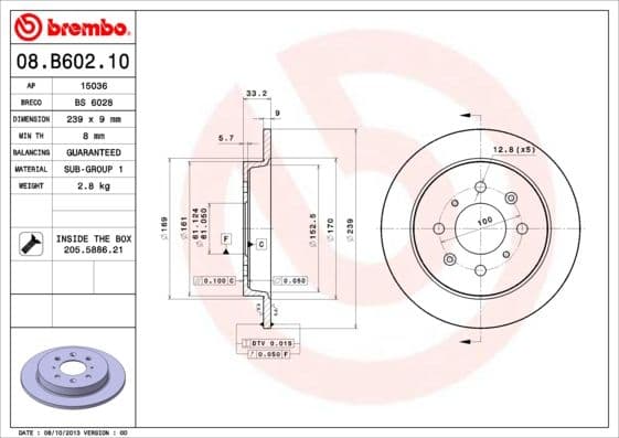 Bremžu diski BREMBO 08.B602.10 1