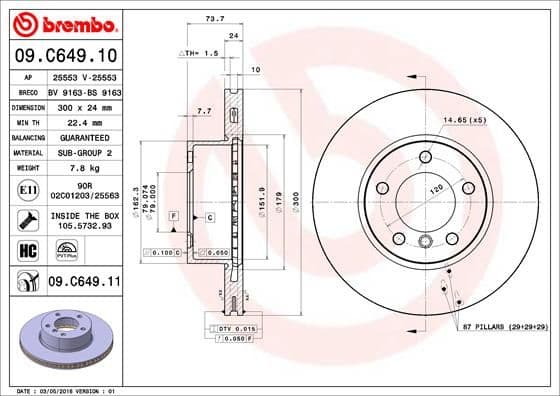 Bremžu diski BREMBO 09.C649.11 1