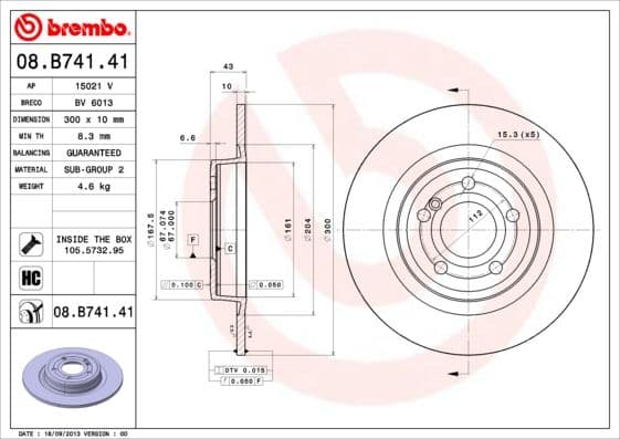 Bremžu diski BREMBO 08.B741.41 1