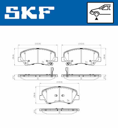 Bremžu uzliku kompl., Disku bremzes SKF VKBP 80304 A 6