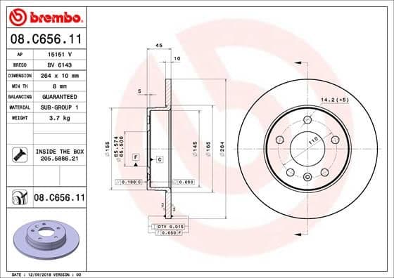 Bremžu diski BREMBO 08.C656.11 1