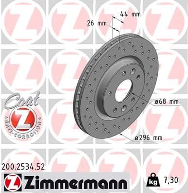 Bremžu diski ZIMMERMANN 200.2534.52 1