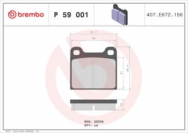 Bremžu uzliku kompl., Disku bremzes BREMBO P 59 001 1