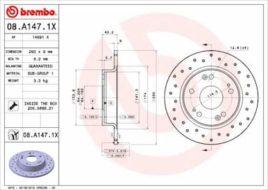 Bremžu diski BREMBO 08.A147.1X 1