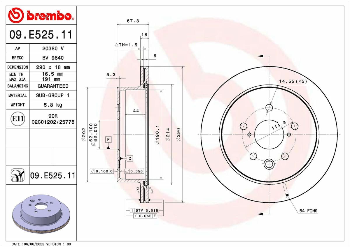 Bremžu diski BREMBO 09.E525.11 1