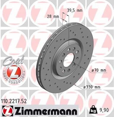 Bremžu diski ZIMMERMANN 110.2217.52 1