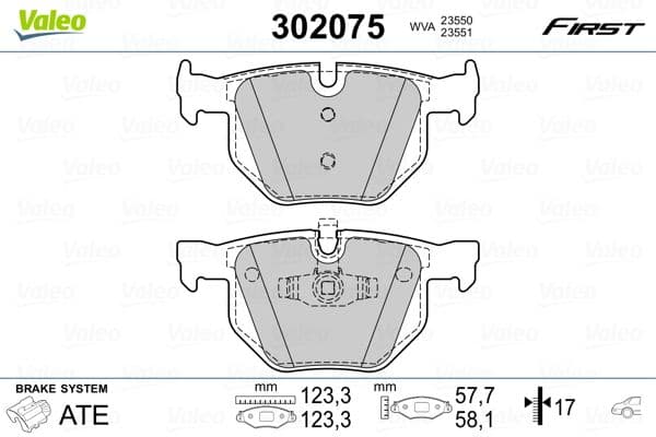 Bremžu uzliku kompl., Disku bremzes VALEO 302075 1