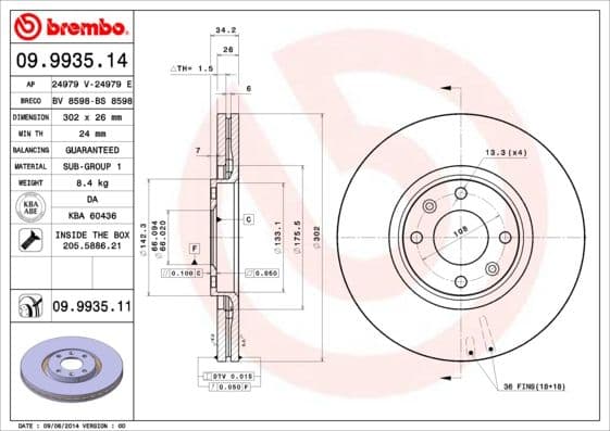 Bremžu diski BREMBO 09.9935.11 1