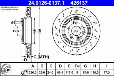 Bremžu diski ATE 24.0126-0137.1 1