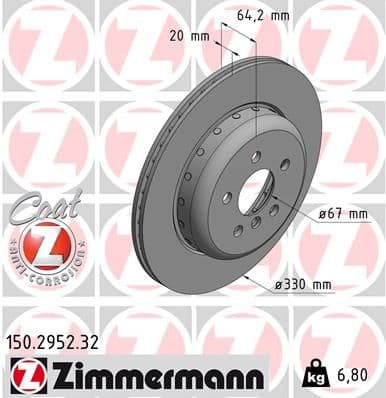 Bremžu diski ZIMMERMANN 150.2952.32 1