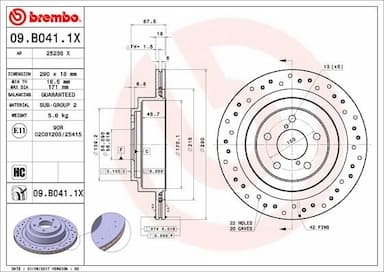 Bremžu diski BREMBO 09.B041.1X 1