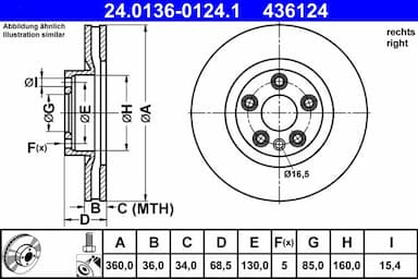 Bremžu diski ATE 24.0136-0124.1 1