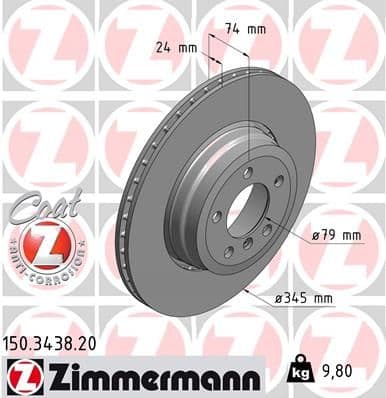 Bremžu diski ZIMMERMANN 150.3438.20 1