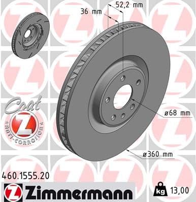 Bremžu diski ZIMMERMANN 460.1555.20 1