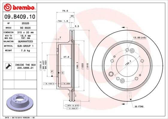 Bremžu diski BREMBO 09.B409.10 1