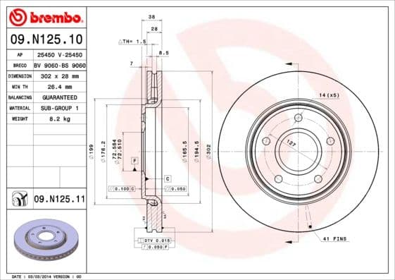 Bremžu diski BREMBO 09.N125.11 1