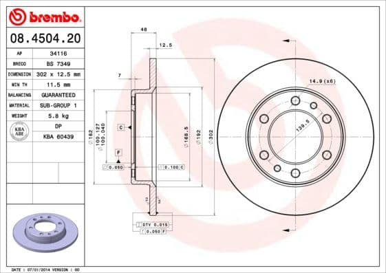 Bremžu diski BREMBO 08.4504.20 1