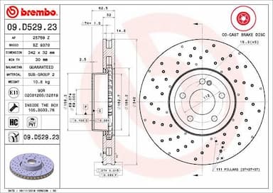 Bremžu diski BREMBO 09.D529.23 1