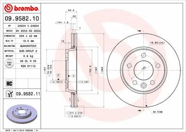 Bremžu diski BREMBO 09.9582.11 1