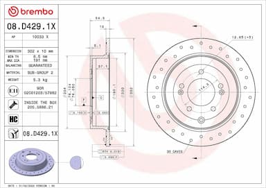 Bremžu diski BREMBO 08.D429.1X 1