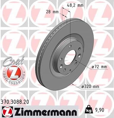 Bremžu diski ZIMMERMANN 370.3088.20 1