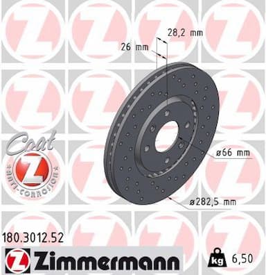 Bremžu diski ZIMMERMANN 180.3012.52 1