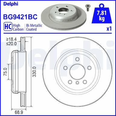 Bremžu diski DELPHI BG9421BC 1