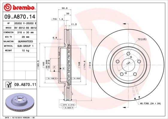 Bremžu diski BREMBO 09.A870.11 1