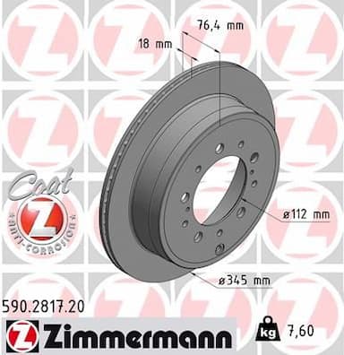 Bremžu diski ZIMMERMANN 590.2817.20 1