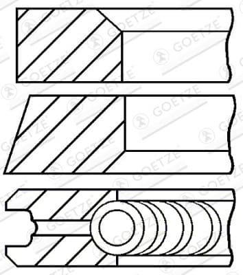 Virzuļa gredzenu komplekts GOETZE ENGINE 08-123407-00 1