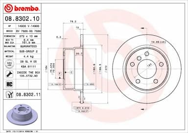 Bremžu diski BREMBO 08.8302.11 1