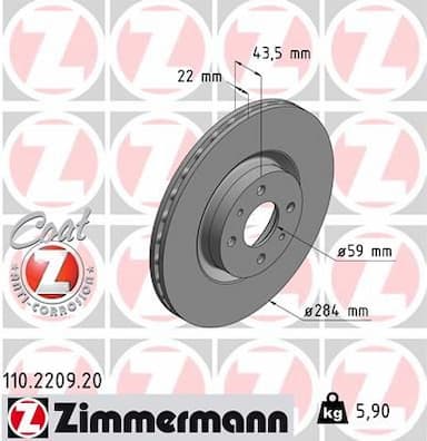 Bremžu diski ZIMMERMANN 110.2209.20 1