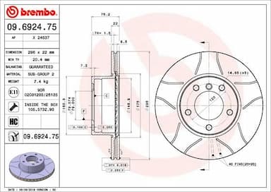 Bremžu diski BREMBO 09.6924.75 1