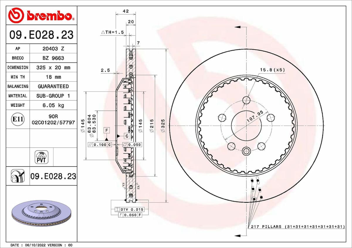 Bremžu diski BREMBO 09.E028.23 1