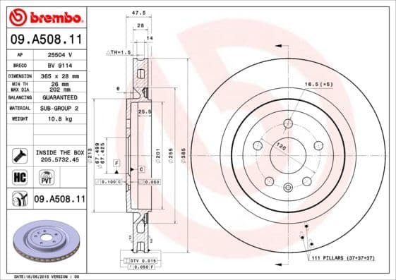 Bremžu diski BREMBO 09.A508.11 1