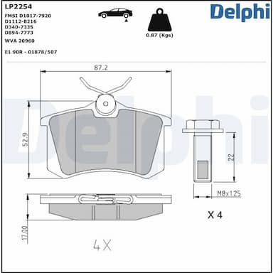 Bremžu uzliku kompl., Disku bremzes DELPHI LP2254 1