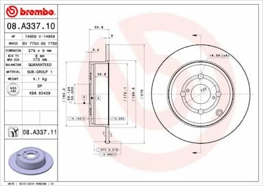 Bremžu diski BREMBO 08.A337.11 1