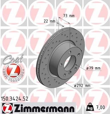 Bremžu diski ZIMMERMANN 150.3424.52 1