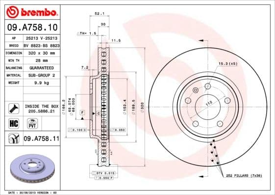 Bremžu diski BREMBO 09.A758.11 1