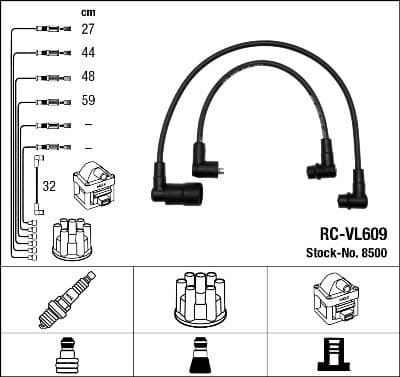 Augstsprieguma vadu komplekts NGK 8500 1