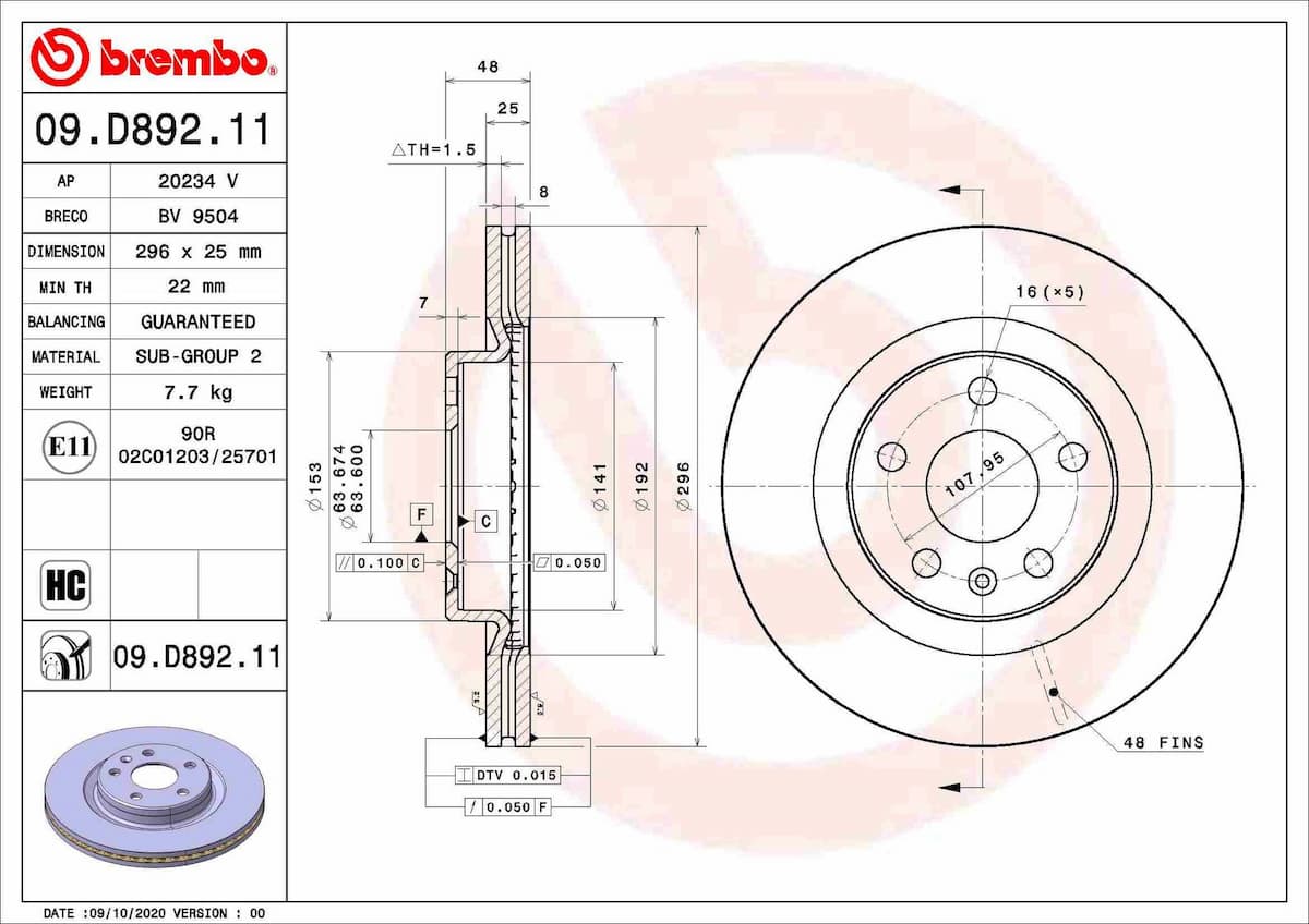 Bremžu diski BREMBO 09.D892.11 1