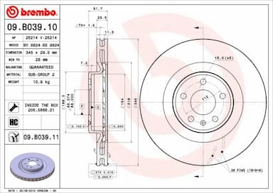 Bremžu diski BREMBO 09.B039.11 1