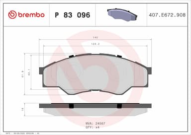 Bremžu uzliku kompl., Disku bremzes BREMBO P 83 096 1