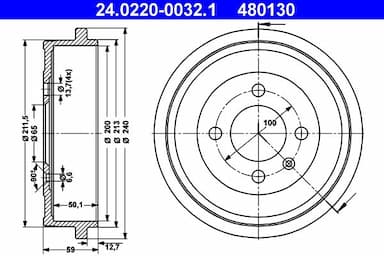 Bremžu trumulis ATE 24.0220-0032.1 1