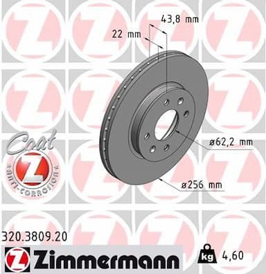 Bremžu diski ZIMMERMANN 320.3809.20 1