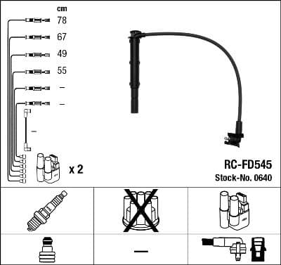 Augstsprieguma vadu komplekts NGK 0640 1