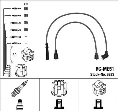 Augstsprieguma vadu komplekts NGK 9293 1