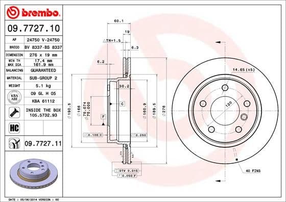 Bremžu diski BREMBO 09.7727.11 1