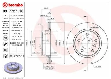 Bremžu diski BREMBO 09.7727.11 1