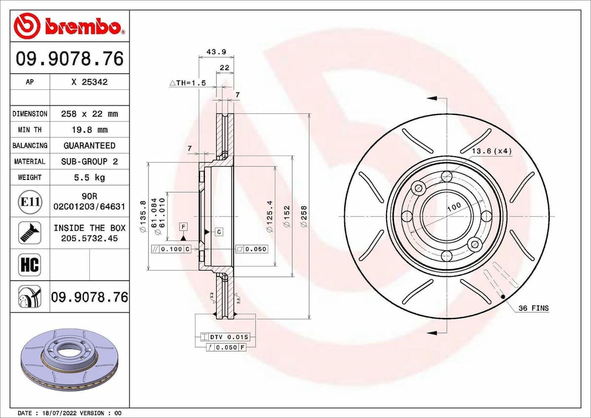 Bremžu diski BREMBO 09.9078.76 1